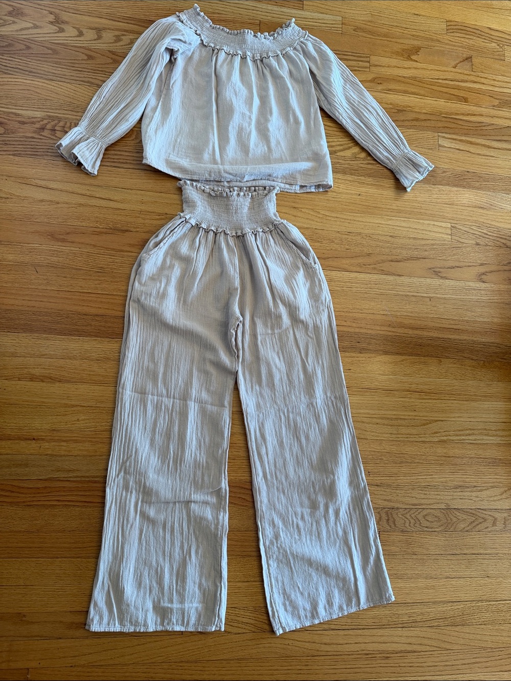 Smocked-Waist Wide-Leg Jumpsuit Set - So Fun and Pretty!